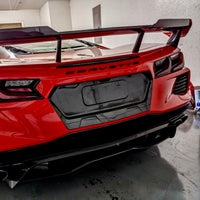 Corvette C8 Fully Framed License Plate Backing Overlay - Real Carbon Fiber