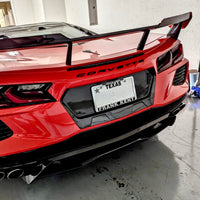 Corvette C8 Fully Framed License Plate Backing Overlay - Real Carbon Fiber